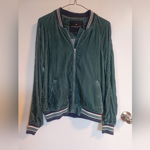 American Eagle Outfitters Teal Velvet Jacket - Picture 1 of 5
